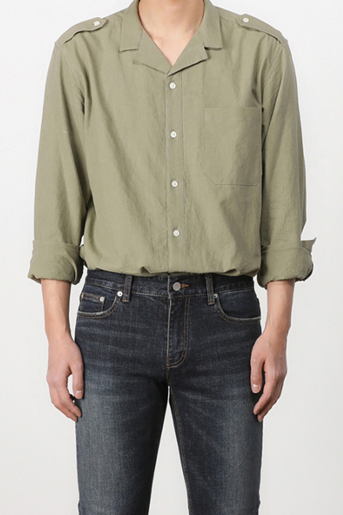 Nakama wide collar shirt (kakhi) jp40